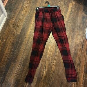 Red and black plaid joggers